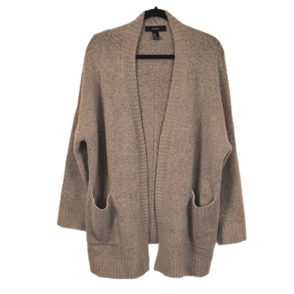 Forever 21 Open Front Cardigan Sweater Boucle Knit Long Relaxed Slouchy Medium